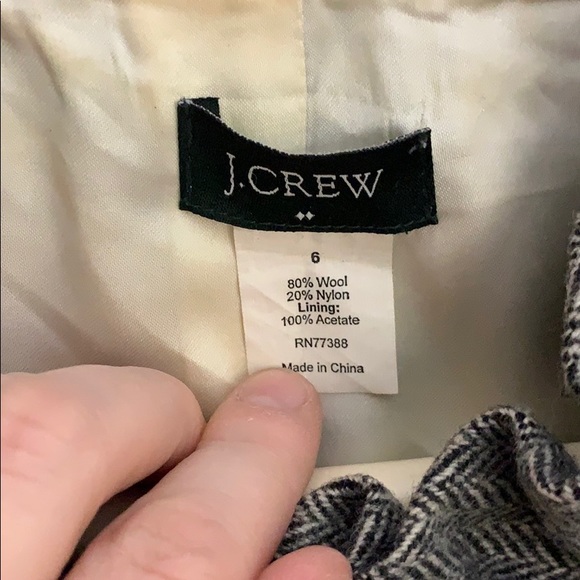 J. Crew Button Front Houndstooth Wool Silk Lined Coat with Ruffle! - Picture 3 of 8